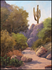 Jeff Love Art Original Oil Painting Tucson Phoenix Arizona Desert Saguaro Cactus