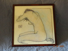 !!! FEMALE NUDE a` la EGON SCHIELE Monogrammed EBO (19) 83!!!