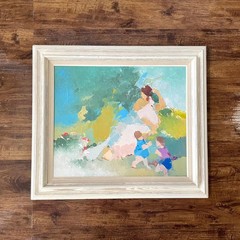 Vintage Oil Painting Of A Women And Children Professionally Framed