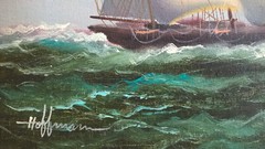 Hoffman Framed Oil Painting On Canvas Frigate Ship Nautical Seascape Fine Art