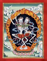 CITIPATI SKELETON DEITY YAB YUM ORIGINAL HAND-PAINTED NEWARI TIBETAN THANGKA