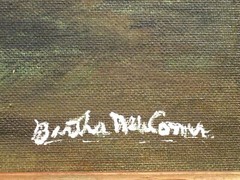 A Man and His Favorite Horses Primitive Oil Painting Signed on Canvas Panel
