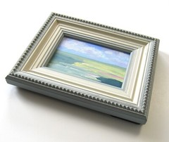 Original textured framed seascape painting, 9″ x 7″, acrylic art canvas, OOAK