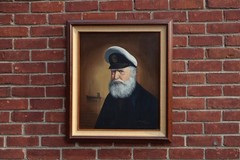 Pelbam Signed Framed Oil on Canvas Portrait Painting of Sailor Sea Captain Ship