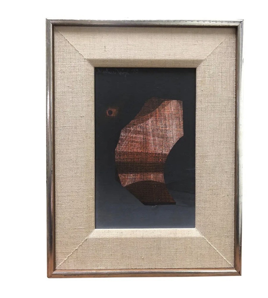Original Charles Dix (1939-2005) Small Abstract Oil on Canvas Painting 1970