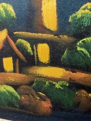 VTG 1960’s or 1970’s Black Velvet Oil Painting Landscape, Seaside Original Frame