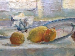 Antique Impressionist Oil 1930’s Still Life with Lemons Close to Pierre BONNARD