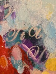 Original OOAK Acrylic Painting Abstract Floral Landscape Red Yellow 24 X24