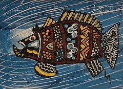 ACEO Original Painting Australia Barramundi Fish by Backyard Jungle Art