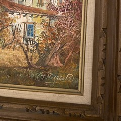 Vintage Spanish Town Mission Oil Painting 27” X 15” Set 2 (Jose) J. Morales