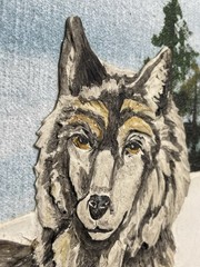 D. Michelle Wolf Painting In The Snow, Signed, Framed. 18”X14”