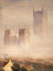 Original Robert Gallon Watercolor Painting Lincoln Cathedral Misty Landscape