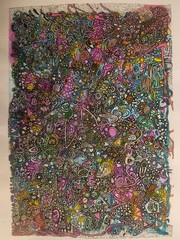 Dark Doodle- Original Watercolor Painting With Ink Details On Watercolor Paper