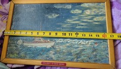 Antique Oil On Canvas signed C W Titus? 1967 Prissy Wicks Shoal New Jersey
