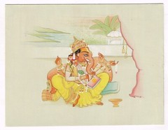 Handmade Ganesha Painting Hindu Religious Painting For Wall Gift 8.25×6.5 Inches