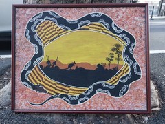 AUSTRALIAN ABORIGINAL ARTWORK RAINBOW SERPENT CENTRAL OUTBACK 74cm X 59cm