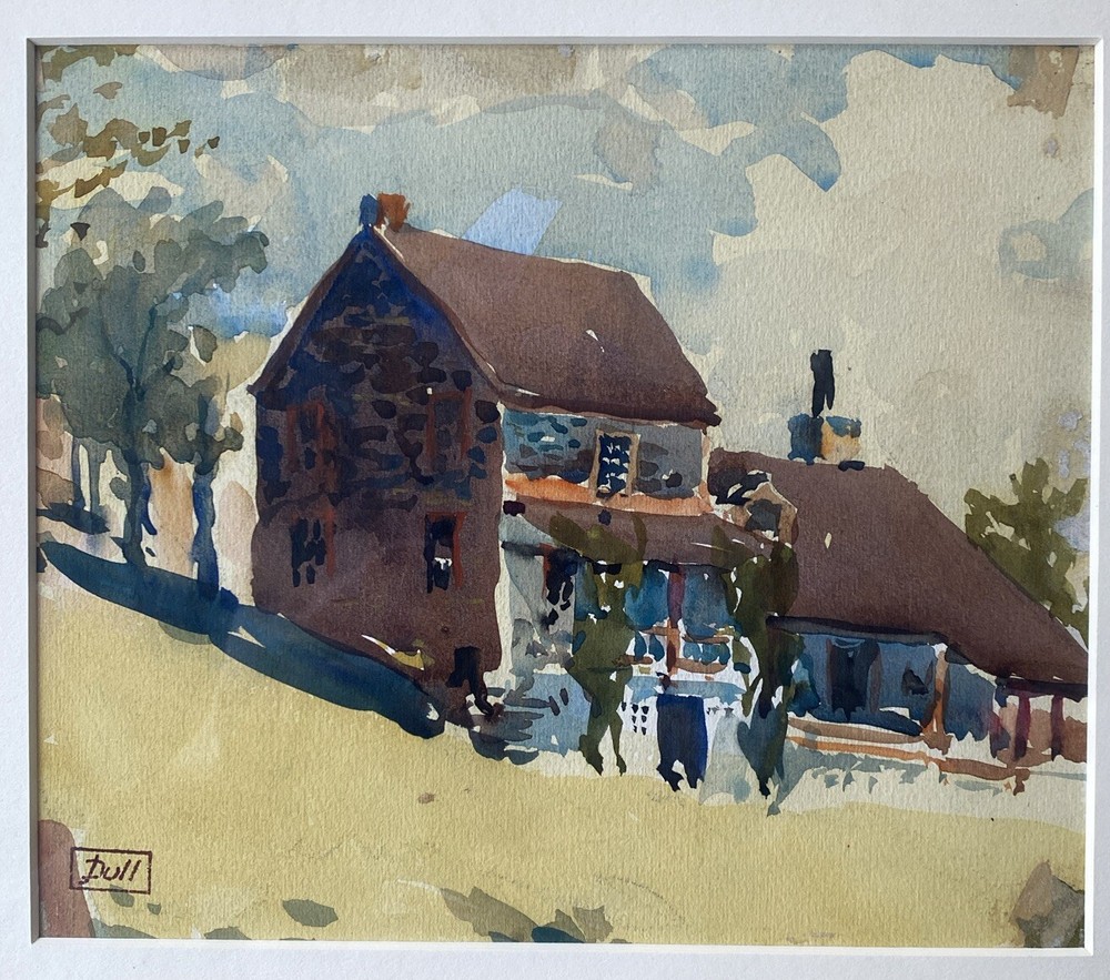 John Dull (Philadelphia 1859-1949) House in Addingham Signed Watercolor Painting