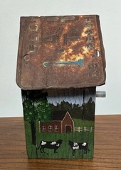 BETTY FISCHER Americana Folk Art Painted Birdhouse Artist Handmade RARE