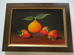 MARY LAK OIL PAINTING REALISM REALIST FRUIT STILL LIFE VINTAGE AMERICAN LISTED