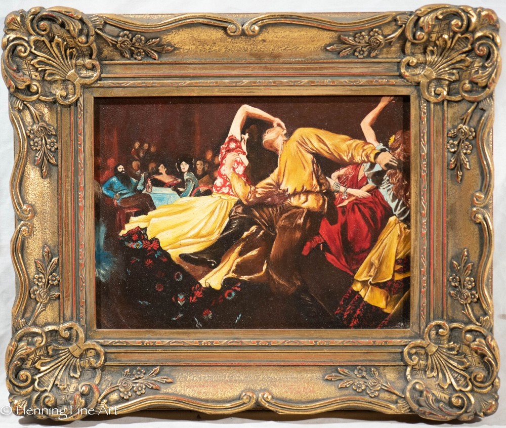 Stunning Vintage Oil Painting of 1950’s Swing Dancing, Unsigned, Framed & FINE!