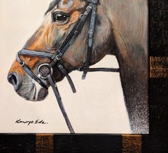 Horse art painting medium sized framed original acrylic on Canvas. 22in x 28in