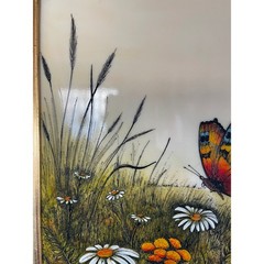 CARLOS RIOS Signed BUTTERFLIES Wall Art Picture Etched Painted Panel Wood Frame