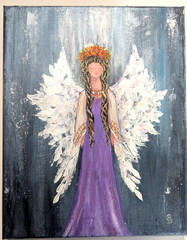 ORIGINAL Painting „ANGEL “ impasto ACRYLIC 10″x 8″ by Olga Diduh.