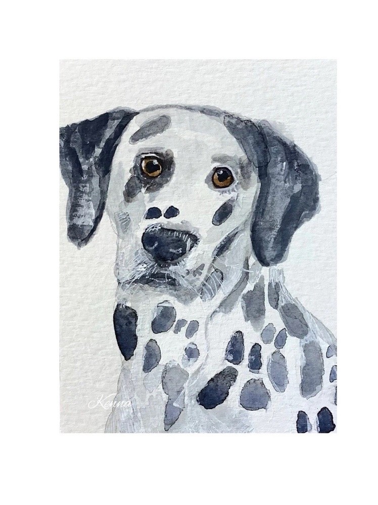 ACEO By Kenna HP 2.5” X 3.5” Dalmation Dog Painting Original Signed