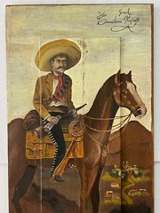 After Monroy? ATQ Emiliano Zapata Mexican Portrait Landscape Horse Folk Painting