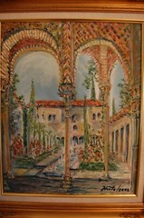 FRAMED ORIGINAL OIL GENERALIFE GARDENS THE ALHAMBRA SPAIN ARTIST: HECTO VIDAL