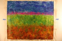 Painting On Canvas, 72”x60” Original Signed Acrylic Large, Giant Green Blue