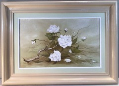 Artist Basil Morris Roses Framed Watercolour 1970s Painting