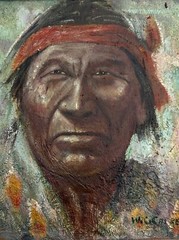 CHIEF FURBAY PORTRAIT PAINTING NATIVE AMERICAN INDIAN TRIBAL ART IMPRESSIONIST