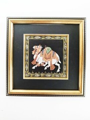 Camel painting, Indian Miniature Painting On Silk, Animal art, Indian Art,Fabric