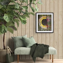 Abstract Mixed Media Painting – Vinyl Record and Sunflower Fusion, Oil and Acryl