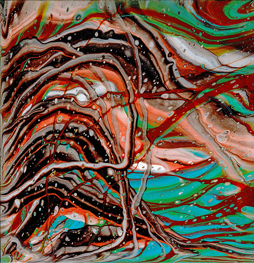 FLUID ACRYLIC POUR PAINTING – ORIGINAL ART 12 x 12 Cradled Wood – SEE VIDEO