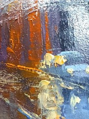 Cityscape Original Oil Painting 4×6 Framed Signed Rainy City Street People Art