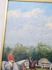Antique French Horse Race Painting Louis Brown