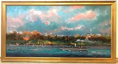 The North star, Hudson River, Historical 24×48 in. Framed Hall Groat Sr.