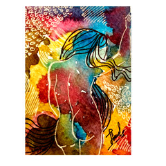 ACEO NUDE WOMEN ART ORIGINAL Abstract Painting Acrylic Card Hand NEW