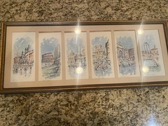 6 UnFramed Watercolors Roma Piazza Navona Painting, Etc. 11.5×5&1/4”
