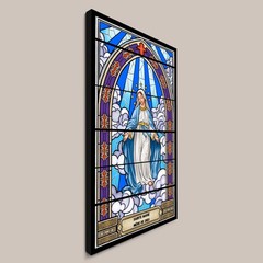Virgin Mary Stained Glass Style Canvas – Mother of God Catholic Religious Art