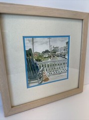 Robert L. Bowden Framed Miniature Watercolor Front Porch Landscape Scene 10.25″