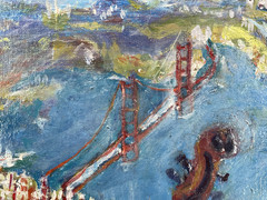 Renée HALPERN (1914-? ) School of Paris – Golden Gate Bridge Oil on Canvas