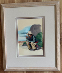 B KAY HOPI ORIGINAL WATERCOLOR PAINTING „SHELTERED SPOT“ FRAMED 18″ X 15″