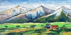 Buena Vista Painting Colorado Original Art Impasto Oil Painting Mountains 6×12″
