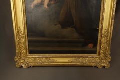Antique Oil Painting Saint Anthony of Padua with Child Jesus 18th Century