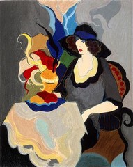 Iztchak Tarkay Hand Signed Serigraph untitled VI Woman relaxing19.5 x 15.5