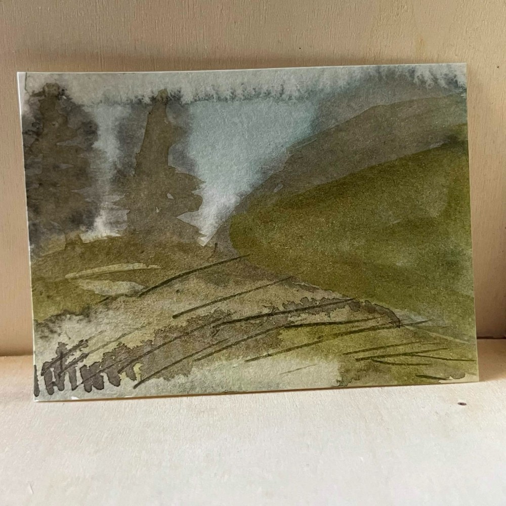 ACEO Original Art Card 2.5 x 3.5 watercolor painting landscape