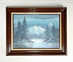 Signed Rosenquist Winter Mountain Oil Painting Professionally Framed 16×20″